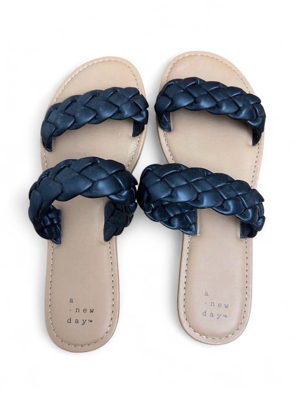 A New Day Womens Black Braided Sandals Size 8.5